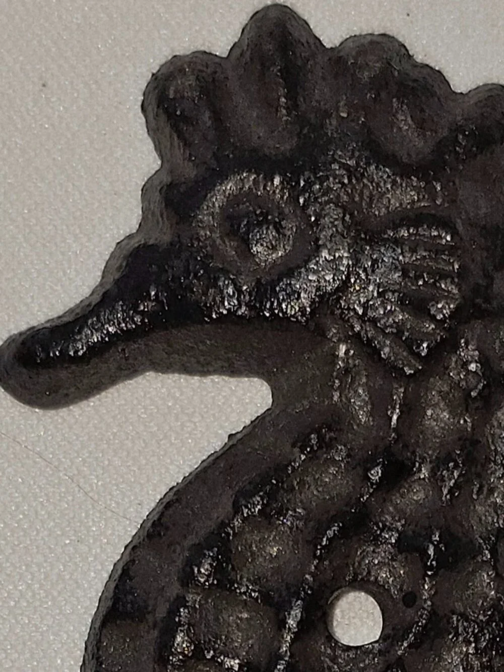 Cast Iron Seahorse Wall Hooks- Set of 3 - Decor Brown Hanger Beach Nautical